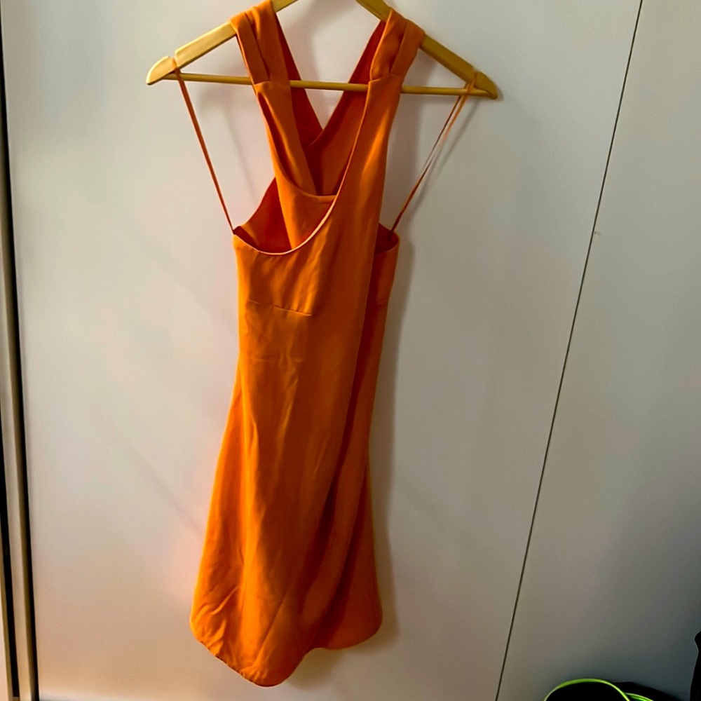 Mango summer halter neck cross cross back orange dress
